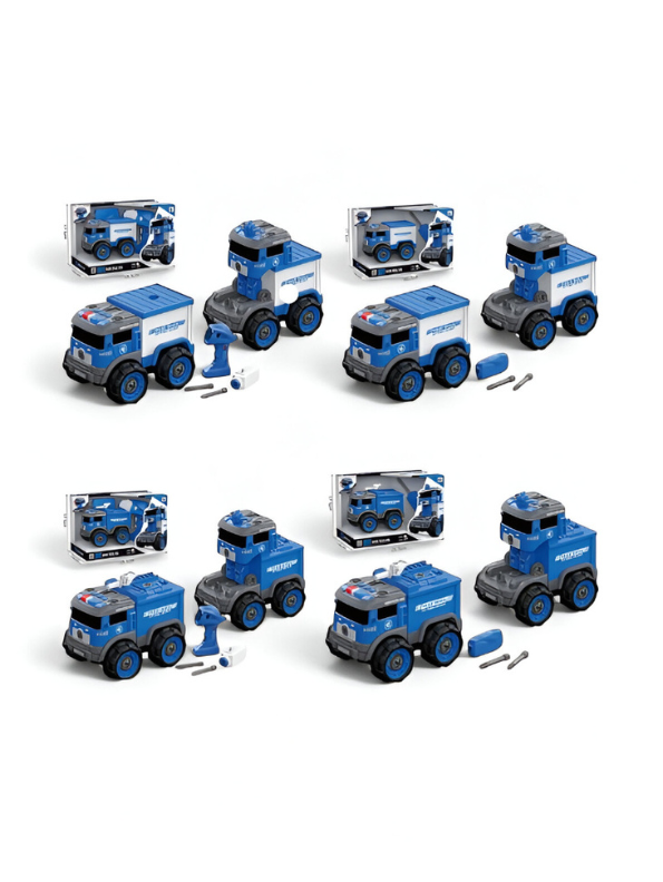 2-in-1 Police Container Truck | Take Apart Vehicle Deforming Building Toy NX15613