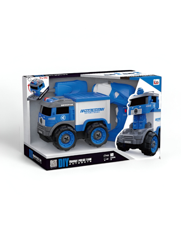 2-in-1 Police Container Truck | Take Apart Vehicle Deforming Building Toy NX15613