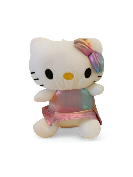 Hello Kitty Soft Toy: 7-Inch Plush Doll with Iridescent Dress & Bow - Perfect Gift for Kids & Fans LMI12011