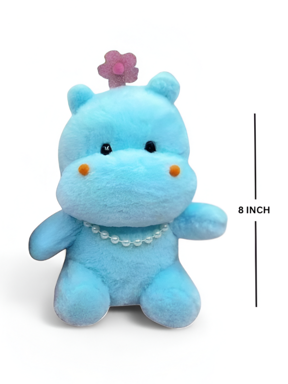 Blue Hippo Soft Toy - 8 Inch Stuffed Animal with Pearls and Flower - Cute & Cuddly Plush Toy for Kids LMI11612