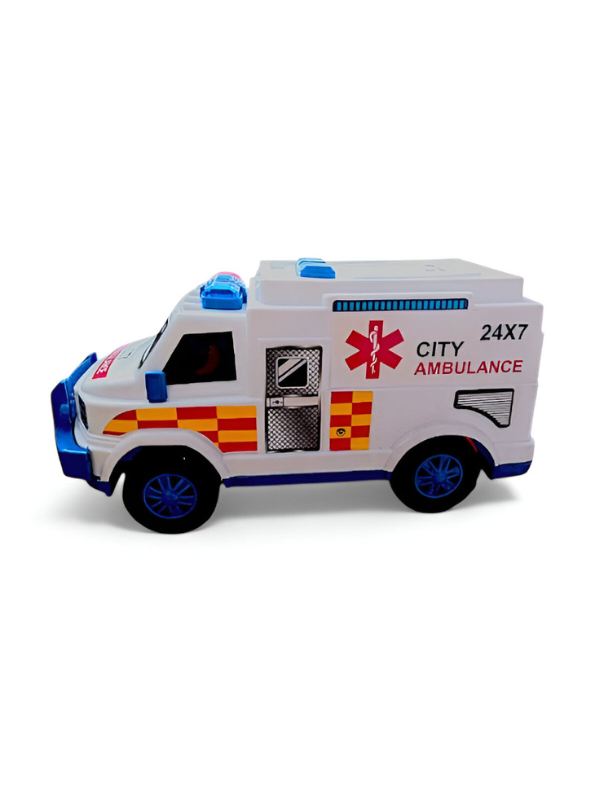 Realistic Ambulance Toy with Siren Sounds and Flashing Lights - 24x7 City Ambulance