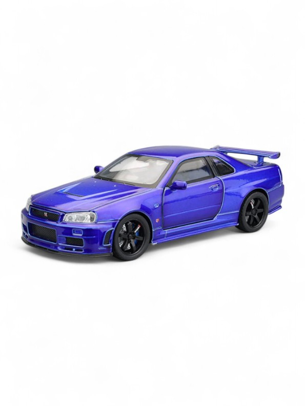 Purple - Nissan Skyline GTR R34 - Premium Alloy Metal Diecast Sports Racing Car Model - Openable Doors & Pull-Back Action Scale 1:32 - TV5396.