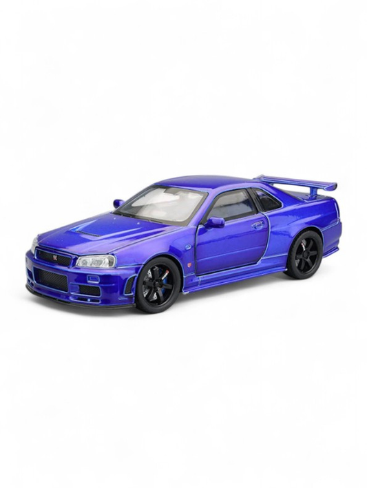 Purple - Nissan Skyline GTR R34 - Premium Alloy Metal Diecast Sports Racing Car Model - Openable Doors & Pull-Back Action Scale 1:32 - TV5396.