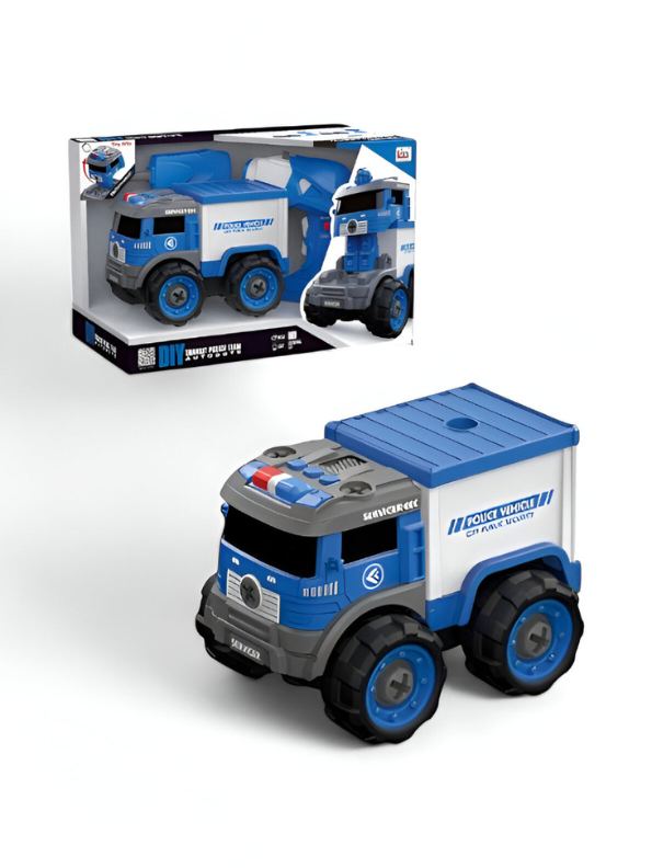 2-in-1 Police Container Truck | Take Apart Vehicle Deforming Building Toy NX15613