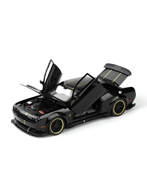 Black - Dodge Challenger Diecast Car 1:32 Scale with Openable Doors - Hellcat Replica TV5398