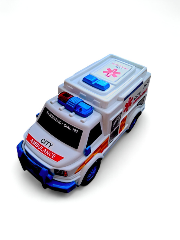 Realistic Ambulance Toy with Siren Sounds and Flashing Lights - 24x7 City Ambulance