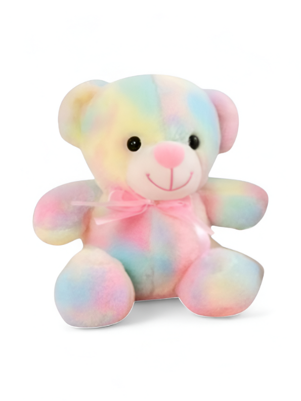 Tie-Dye Teddy Bear Soft Toy - 10-Inch Plush, Pastel Rainbow, Ultra-Soft and Cuddly for Kids and Adults LMI11476