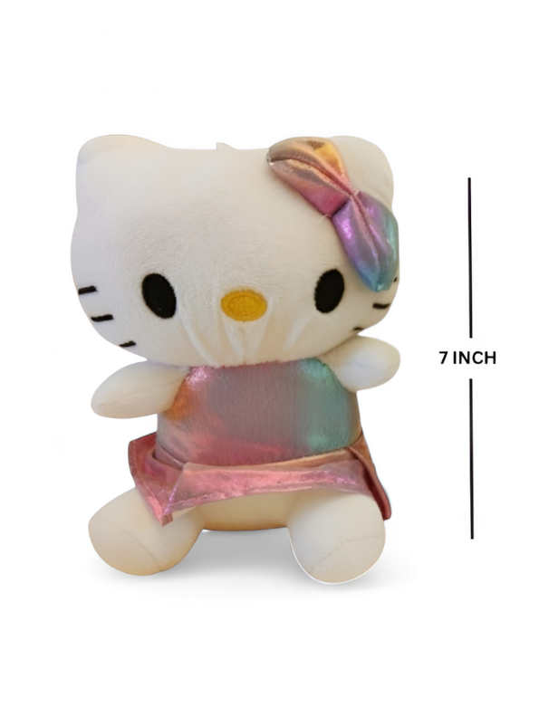 Hello Kitty Soft Toy: 7-Inch Plush Doll with Iridescent Dress & Bow - Perfect Gift for Kids & Fans LMI12011