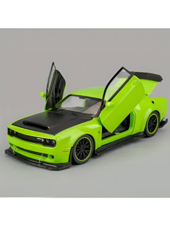Green - Dodge Challenger Diecast Car 1:32 Scale with Openable Doors - Hellcat Replica TV5398