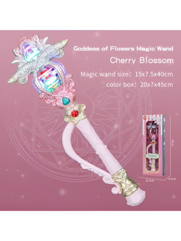 Pink - Magical Fairy Godmother Scepter Wand for Kids - Pretend Play Dress-Up Toy with Lights and Sound NX15353