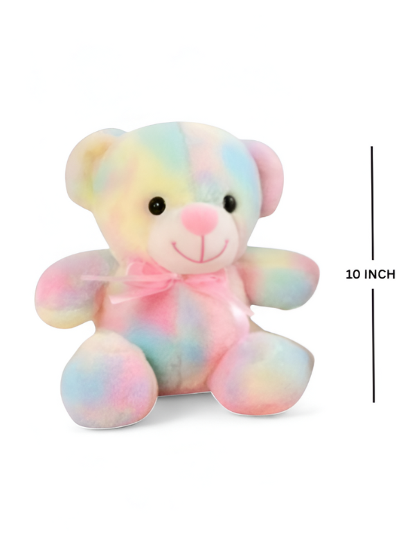 Tie-Dye Teddy Bear Soft Toy - 10-Inch Plush, Pastel Rainbow, Ultra-Soft and Cuddly for Kids and Adults LMI11476