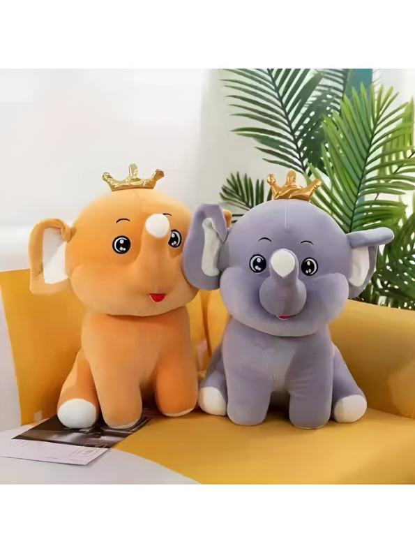 Yellow - Cute and Cuddly Elephant with Crown Soft Toy - Adorable Plush Stuffed Animal LMI11471