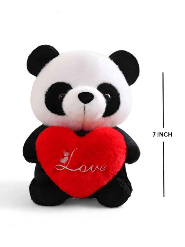 "7-inch Panda Teddy Bear with Red Heart - 'Love' Stuffed Animal Soft Toy for Gifting" LMI11382