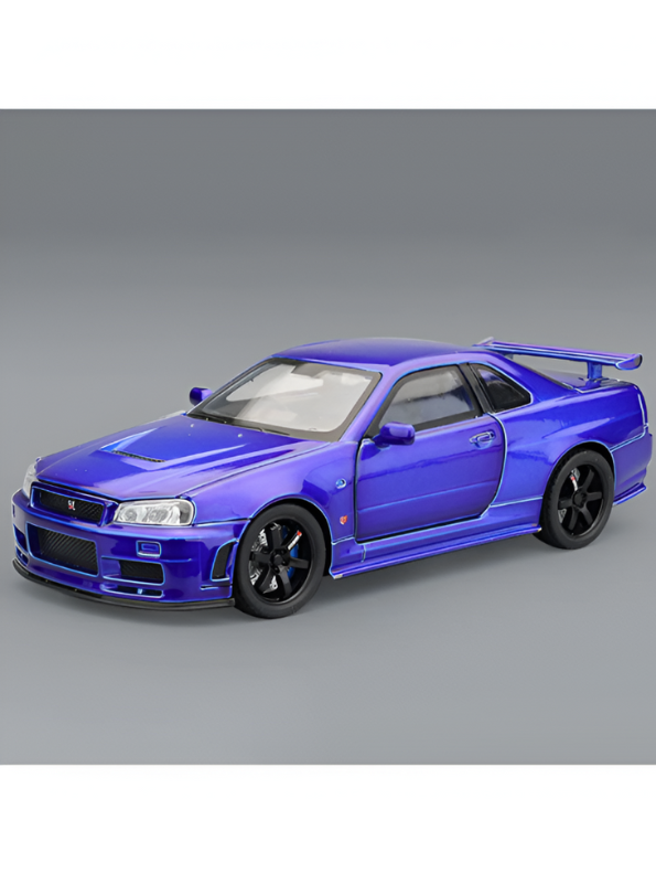 Purple - Nissan Skyline GTR R34 - Premium Alloy Metal Diecast Sports Racing Car Model - Openable Doors & Pull-Back Action Scale 1:32 - TV5396.
