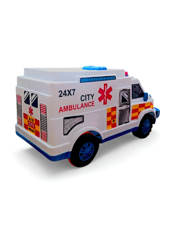 Realistic Ambulance Toy with Siren Sounds and Flashing Lights - 24x7 City Ambulance