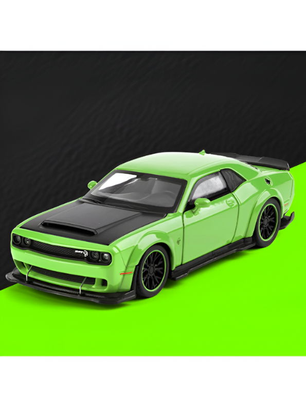 Green - Dodge Challenger Diecast Car 1:32 Scale with Openable Doors - Hellcat Replica TV5398