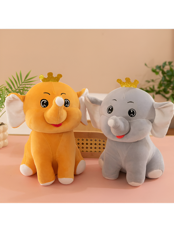Yellow - Cute and Cuddly Elephant with Crown Soft Toy - Adorable Plush Stuffed Animal LMI11471