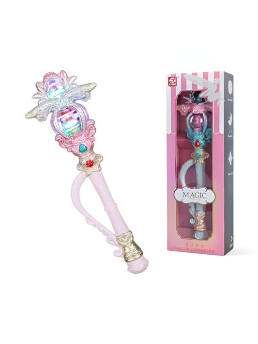 Pink - Magical Fairy Godmother Scepter Wand for Kids - Pretend Play Dress-Up Toy with Lights and Sound NX15353