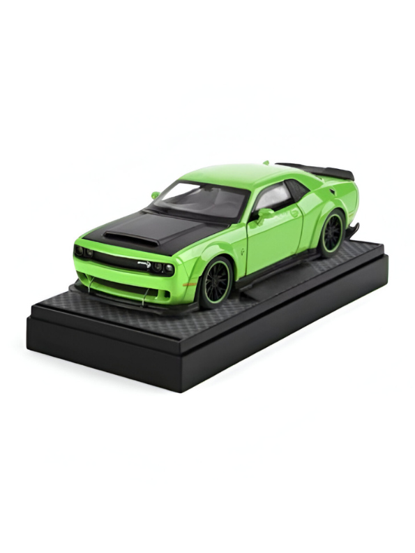 Green - Dodge Challenger Diecast Car 1:32 Scale with Openable Doors - Hellcat Replica TV5398