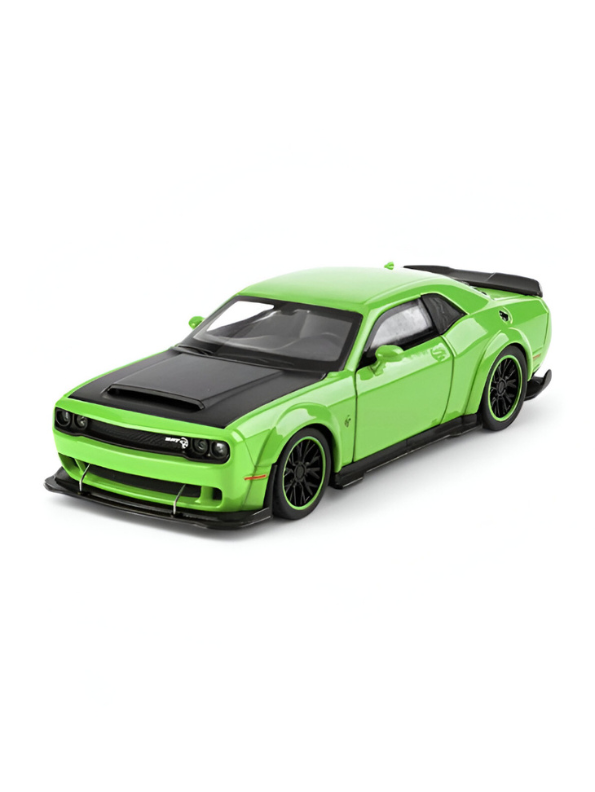 Green - Dodge Challenger Diecast Car 1:32 Scale with Openable Doors - Hellcat Replica TV5398