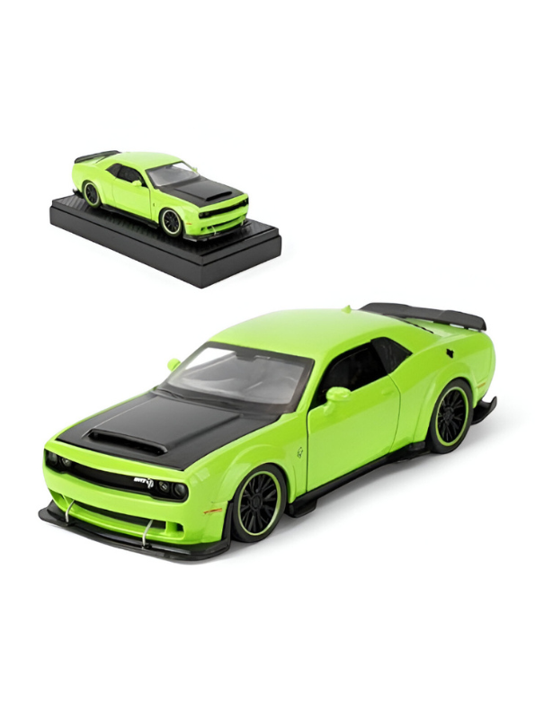Green - Dodge Challenger Diecast Car 1:32 Scale with Openable Doors - Hellcat Replica TV5398