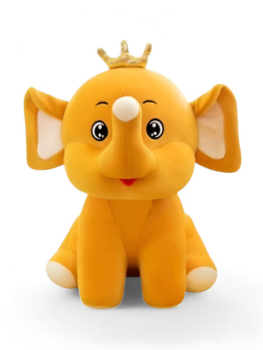 Yellow - Cute and Cuddly Elephant with Crown Soft Toy - Adorable Plush Stuffed Animal LMI11471