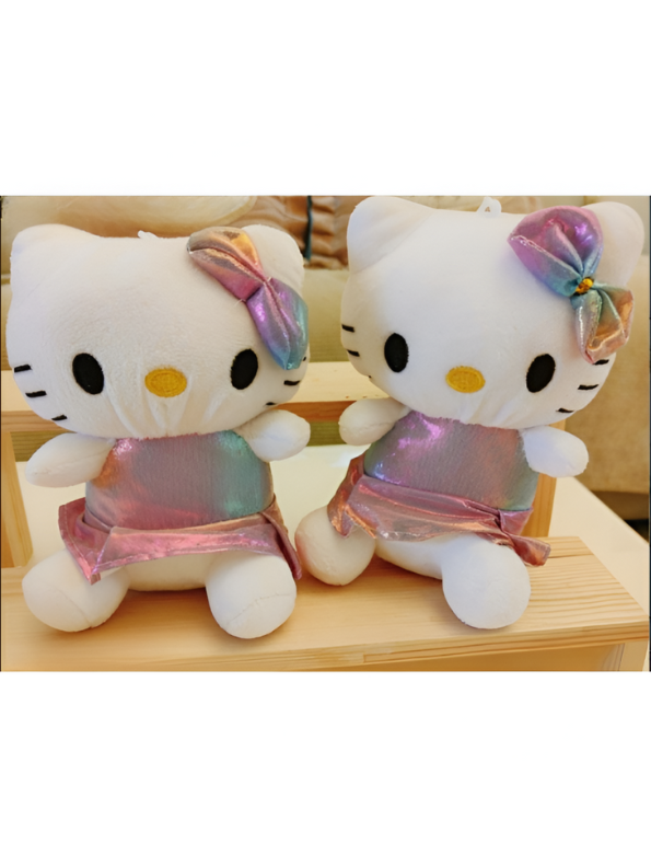 Hello Kitty Soft Toy: 7-Inch Plush Doll with Iridescent Dress & Bow - Perfect Gift for Kids & Fans LMI12011