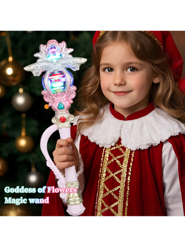 Magical Fairy Godmother Scepter Wand for Kids - Pretend Play Dress-Up Toy with Lights and Sound NX15353