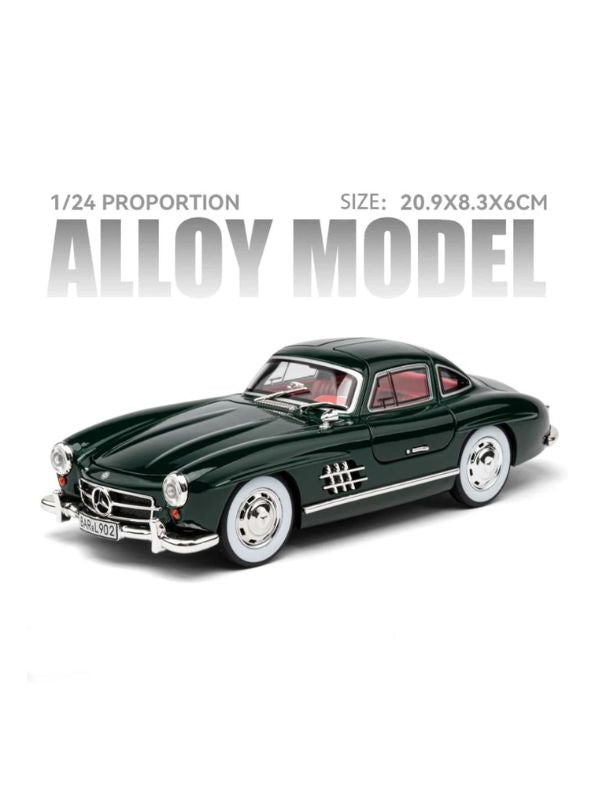 Mercedes Benz 300 SL Gullwing Model Diecast Car Scale 1:24 - Emerald Green - Acrylic Transparent Box