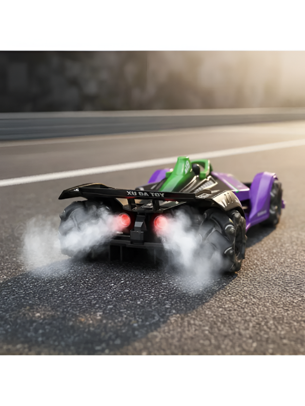 Purple F1 RC Racing Car 2.4GHz with Smoke Mist, LED Lights & 4WD Drift TV5890.