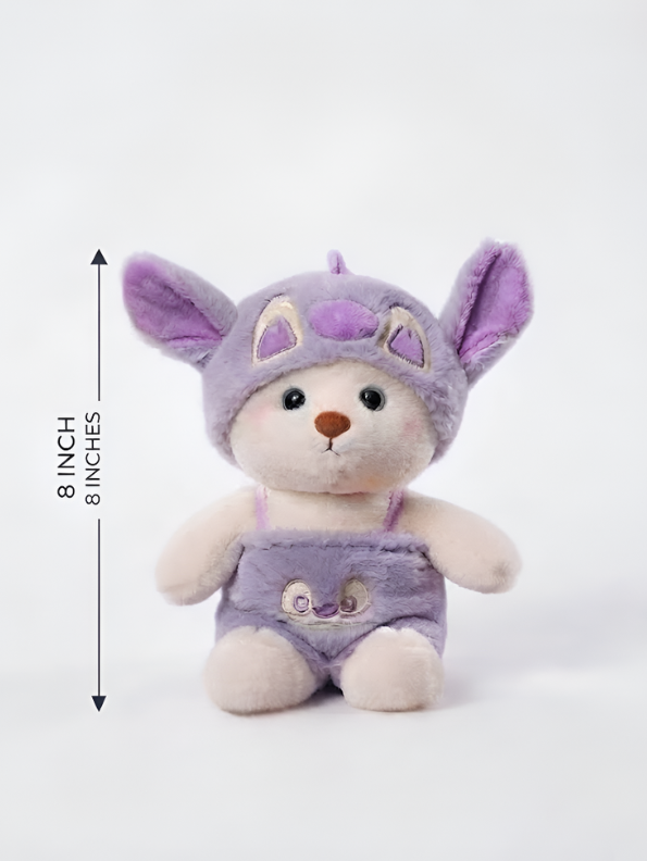 Purple Stitch Plush Doll - 8 Inch Soft Stuffed Toy with Hooded Outfit ST15739