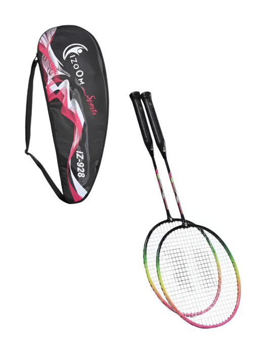 iZoom Sports IZ-928 Badminton Racket Set of 2 with Carrying Bag – Lightweight & Durable Professional Style Racquets for Adults and Kids LMI14267