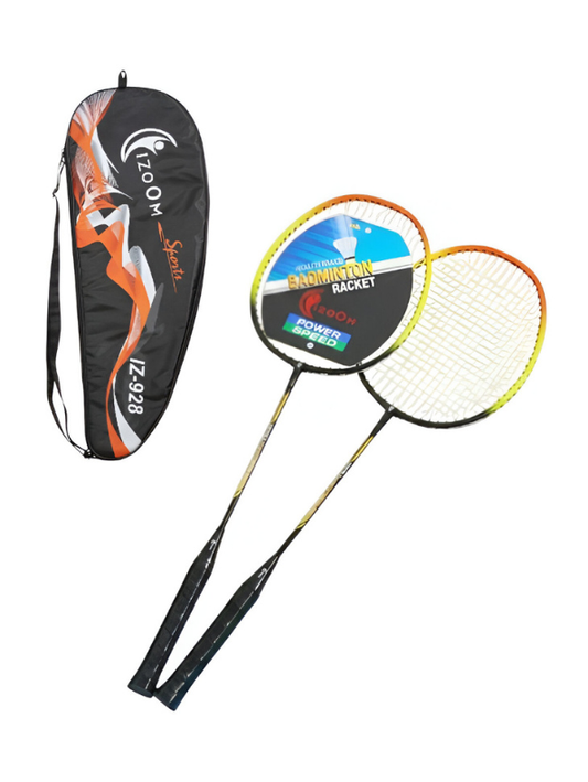 Orange iZoom Sports IZ-928 Badminton Racket Set of 2 with Carrying Bag – Lightweight & Durable Professional Style Racquets for Adults and Kids LMI14267