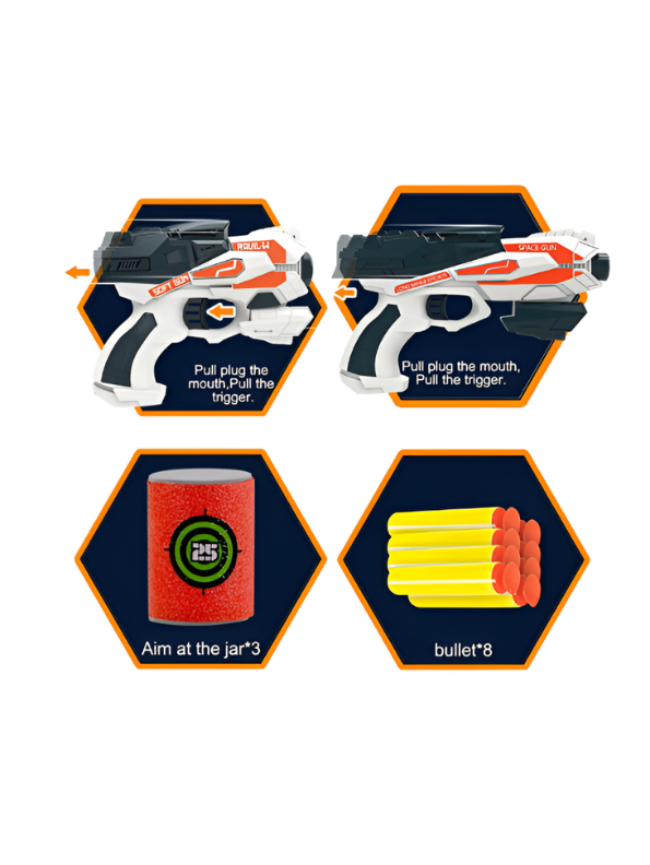 RAVIL-V Soft Bullet Foam Blaster Toy Gun with Foam Darts & Target Cans LMI16686.