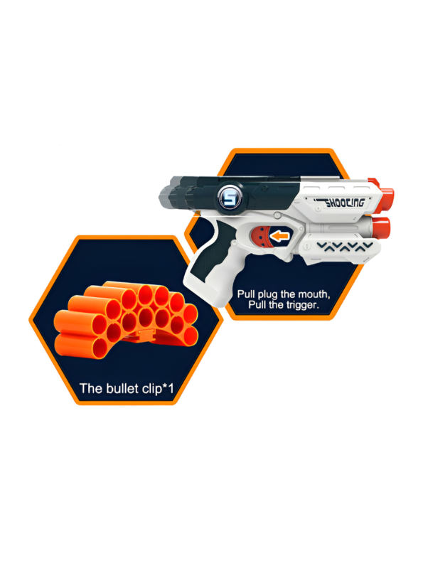 RAVIL-V Soft Bullet Foam Blaster Toy Gun with Foam Darts & Target Cans LMI16686.