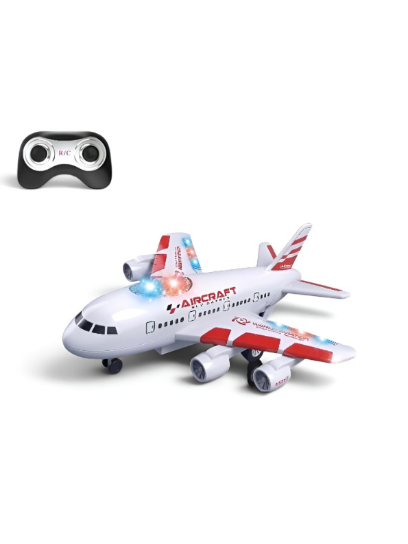 Red RC Aerobus Airplane Toy for Kids with Flashing LED Lights & Remote Control – Rechargeable Toy Jet Model TV4598