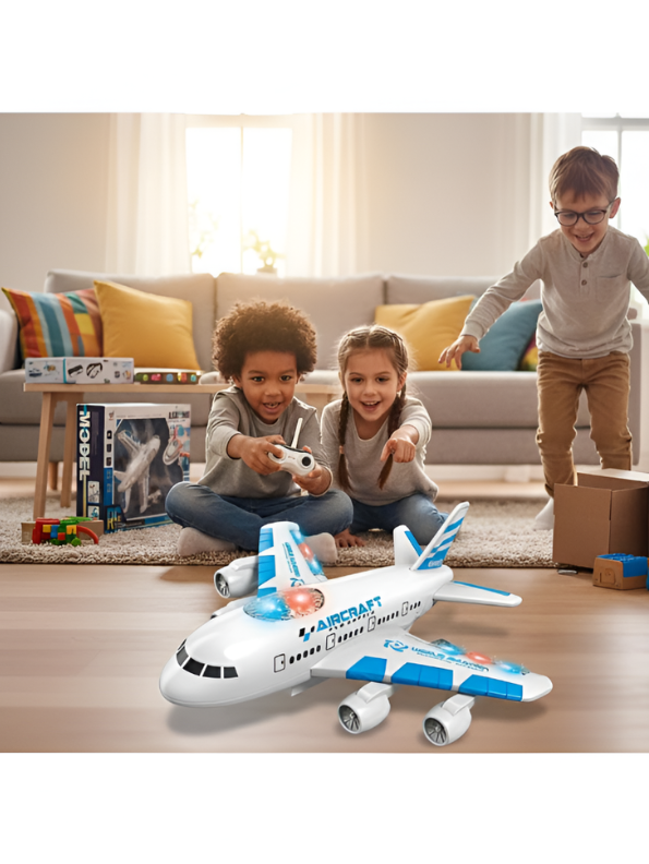 RC Aerobus Airplane Toy for Kids with Flashing LED Lights & Remote Control – Rechargeable Toy Jet Model TV4598