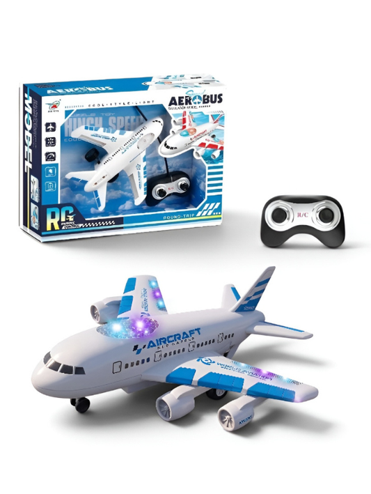 RC Aerobus Airplane Toy for Kids with Flashing LED Lights & Remote Control – Rechargeable Toy Jet Model TV4598