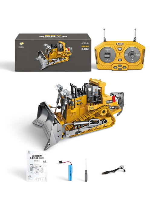 RC Bulldozer Toy Construction Front Loader with Metal Parts MD547.