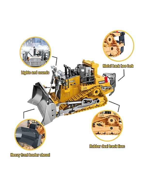 RC Bulldozer Toy Construction Front Loader with Metal Parts MD547.