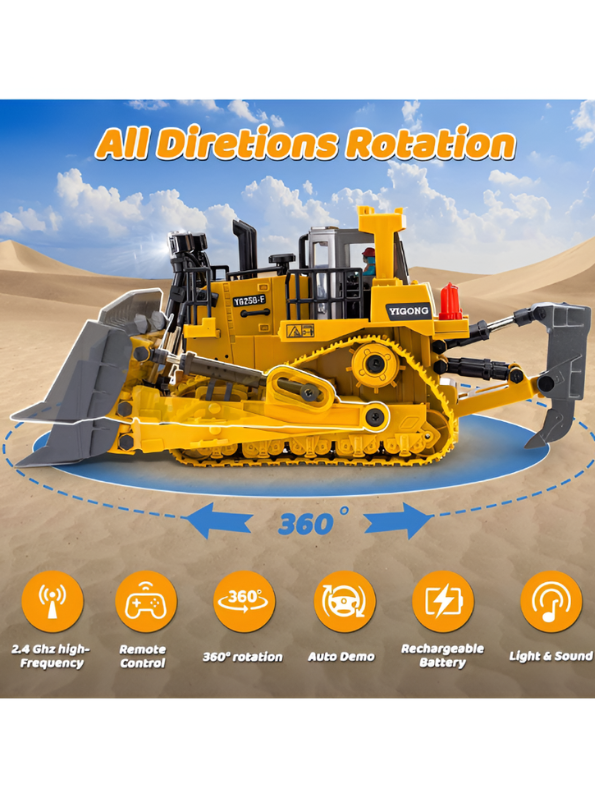 RC Bulldozer Toy Construction Front Loader with Metal Parts MD547.