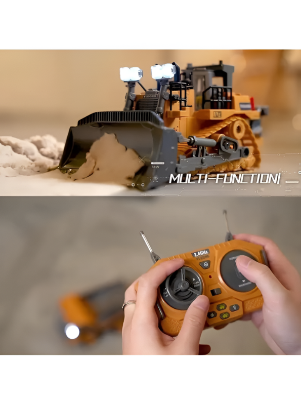 RC Bulldozer Toy Construction Front Loader with Metal Parts MD547.