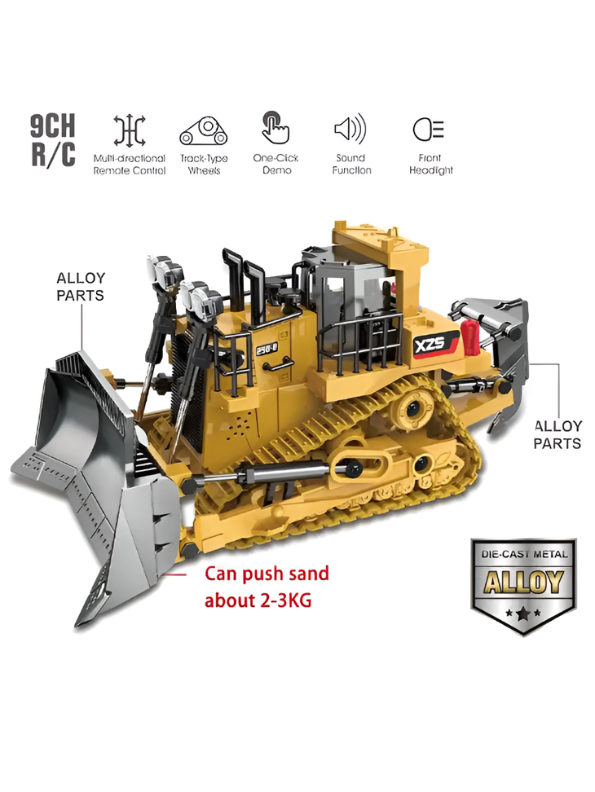 RC Bulldozer Toy Construction Front Loader with Metal Parts MD547.