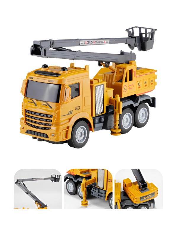 RC Construction Cherry Picker Truck Toy – Remote Control Man Lift Crane with Lights, 360° Rotating Boom TV5145.