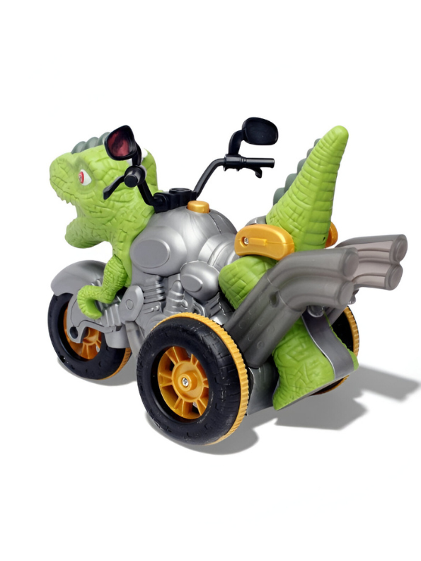 RC Dinosaur Motorcycle Toy for Boys & Girls – 2.4G Remote Control Dino Tricycle with LED Lights, Music, Water Spray & 360° Stunt Rotation Green LMI15371.