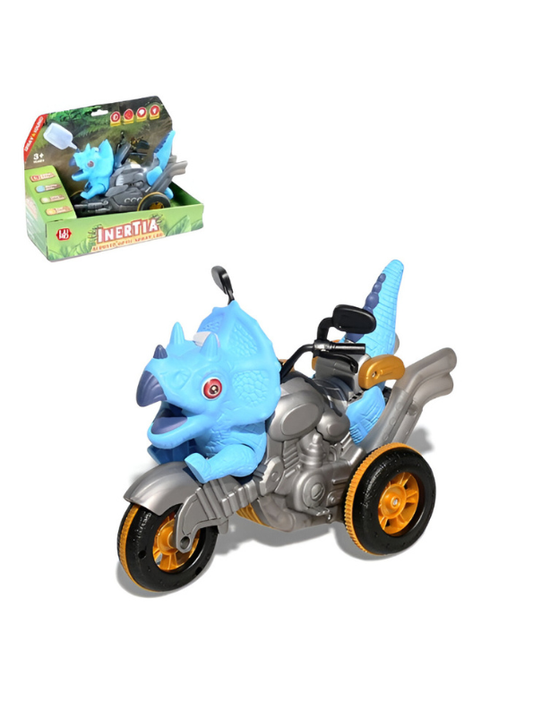 RC Dinosaur Motorcycle Toy for Boys & Girls – 2.4G Remote Control Dino Tricycle with LED Lights, Music, Water Spray & 360° Stunt Rotation Blue LMI15371.