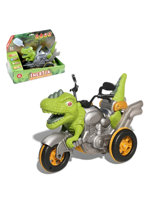 RC Dinosaur Motorcycle Toy for Boys & Girls – 2.4G Remote Control Dino Tricycle with LED Lights, Music, Water Spray & 360° Stunt Rotation Green LMI15371.