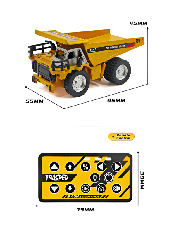 RC Dumper Truck Toy – 2.4GHz Remote Control Engineering Construction Car with Functional Tipping Bed & Simulation Styling TV7311