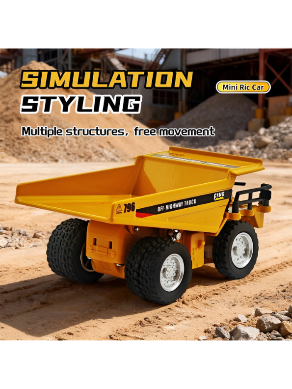 RC Dumper Truck Toy – 2.4GHz Remote Control Engineering Construction Car with Functional Tipping Bed & Simulation Styling TV7311