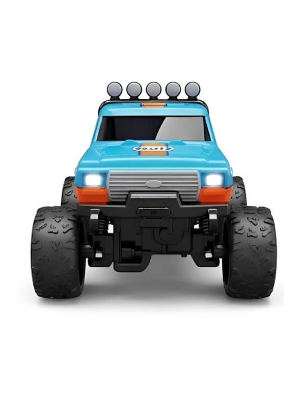 RC Monster Truck with Detachable Camper Caravan Trailer 1:64 Scale Gulf Edition Turquoise with Acrylic Display Case MD571.